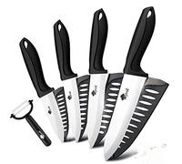 Couteau de cuisine Couteau céramique 3 4 5 + 6 pouces Cuisine Pain dentelé Ensemble de pain 3pcs / 4pcs Chef Slicer Slicer Pepeer Légumes Zirconia Blade (Color : Black 3456 inch set)