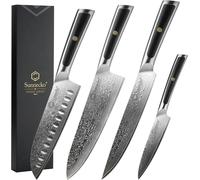 Couteau de cuisine Damas, acier à haute teneur en carbone, manche ergonomique, 4PCS Set de couteaux B
