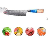 Couteau de cuisine Damas, longueur de lame 20 cm, dureté HRC60±2, couteau Santoku 7 pouces