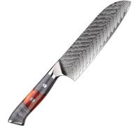 Couteau de cuisine Damas Yamiyo-Santoku/Rouge/Gris KP37554