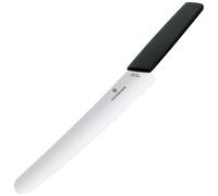 Victorinox – Couteau à pain et pâtisserie Swiss Modern, lame extra-tranchante ondulée 22 cm, noir