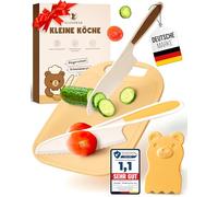 Couteau de cuisine pour enfant - Pour une véritable cuisine - Avec protection des doigts et planche à découper - Couteau pour enfants à partir de 2 ans - Couteau Montessori