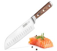 Couteau de Cuisine Santoku de Style Japonais avec Manche en Bois Pakka