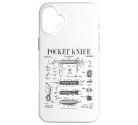 Couteau de Poche Collector Vintage Couteaux passionné d'art Brevet Coque pour iPhone 16 Plus