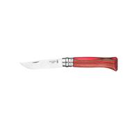 Opinel - N°08 Couteau Pliant - Lame Inox - Manche Bouleau Lamellé Rouge - Coupe Parfaite, Entretien Facile - Bague de Sécurité Virobloc - Fabrication Française