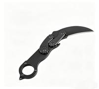 Couteau de poche pliant, 2 en 1 outil d'extérieur multifonction EDC, conception porte-clés à lame courbe, idéal pour le camping, le bricolage et l'utilisation quotidienne à la maison, argent noir