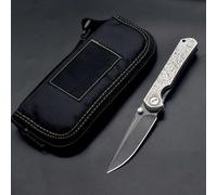 Couteau de poche pliant 7,5" - En acier inoxydable Vg10 Stonewash - Acier damassé - Petit couteau tranchant à une main - Forgé - Couteau de chasse d'extérieur avec fourreau