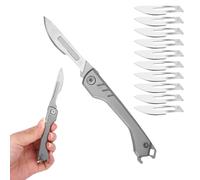 Couteau de Poche Pliant, Couteau à Main Scalpel Petit, Poche Porte-Clés Couteaus, Petit Couteaus de Poches avec 10 Lames Interchangeables, pour la Chasse en Plein Air, le Camping, la PêChe, Randonnée