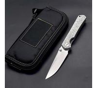Couteau de poche pliant de 7,5" - En acier inoxydable damassé VG-10 - Plat - Métal et acier damassé - Petit couteau tranchant à une main - Forgé - Couteau de chasse d'extérieur Tanto avec fourreau