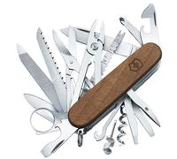 Victorinox Couteau de Poche Swiss Champ Wood, Bois, 29 Fonctions, Swiss Made, Outil Multifonction, y c. Scie à Bois, Ciseau, Brun