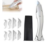 Couteau de Pro pour Moquette avec 8 Lames de Rechange, Cutter pour Moquette, Cutter pour Lames Trapézoïdales pour Couper les Revêtements de Sol PVC