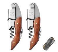 Couteau de Serveur, Ouvre - Bouteille 3 en 1 pour Vin et Bière, Poignée en Palissandre, pour Sommelier et Barman (Pointed Wood)