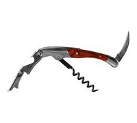 Couteau de serveur professionnel - Tire-bouchon - Décapsuleur - Coupe-capsule - Double levier - Bois verni
