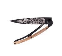 Couteau Deejo Tattoo Black 37g cueillette de champignons/bois d'olivier