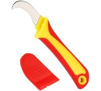 Couteau d'électricien avec tête de coupe incurvée en acier inoxydable 3Cr13, PP et caoutchouc thermoplastique, outil de dénudage pour dénuder les câbles, rouge jaune, 17,5 x 4 cm