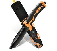 Couteau droit d'extérieur multifonctionnel de haute dureté, équipé d'une boussole, d'un silex, d'un sifflet d'urgence et d'une lampe d'éclairage, adapté à l'escalade et à l'exploration, à la survie en