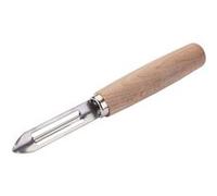 Fackelmann Éplucheur à légumes 31371 en inox, manche bois de hêtre 15 cm