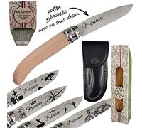 Couteau fabriqué en France personnalisé - Prénom gravé sur la lame Idée cadeau noël, anniversaire, papy, papa - Couteau Alpage - Coutellerie française André Verdier - Hêtre