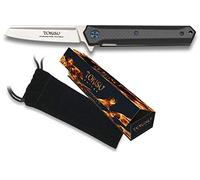 Couteau japonais avec roulements K25 Tokisu fabriqué par CNC G-10 et fibre de carbone 9 cm avec clip lame 10 cm Chasse Outdoor Survie 18450 + porte-bouteille en cadeau