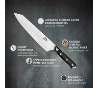 Couteau Kiritsuke de 9" de la série japonaise Alpha-Royal acier Damas