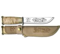 Couteau Lapp Marttiini 255 acier inoxydable/bouleau madré/cuir/garde-doigt 255010