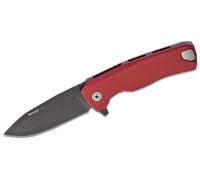 Couteau Lionsteel ROK en aluminium rouge, RotoBlock, lame noire chimique M390 ROK A RB