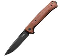 Couteau Lionsteel Solid EARTH en aluminium, lame MagnaCut OLD BLACK, incrustation en toile naturelle