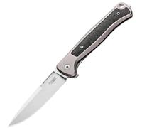 Couteau Lionsteel Solid TITANE GRIS, lame MagnaCut STONE WASHED, incrustation en fibre de carbone SK