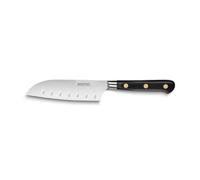 Couteau Mini- Santoku 13 cm lame alvéolée manche noir rivets laiton