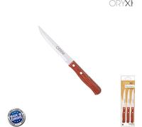 Couteau multi-usages Montana. 11 cm. Lame lisse en acier inoxydable. Manche en bois (Blister 3 pièces)