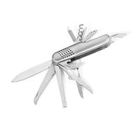 Couteau multifonction avec 11 outils en acier inoxydable pour chasse, pêche, camping, etc. Petit couteau porte-clés pliable de poche avec fonctions pour expériences et aventures (métal)