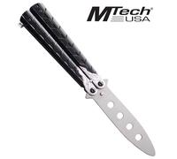 Couteau Papillon Balisong Entrainement Silver MT-872SL Lame Non Tranchante Repliksword