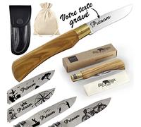 Couteau personnalisé homme - Prénom gravé sur la lame Idée cadeau noël, anniversaire, papy, papa (Bois Olivier)