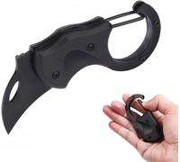 Couteau Pliant,Couteau Pliant Noir Avec Mousqueton,Couteau Edc Porte-Clés,Couteau De Camping En Plein Air,Coupe-Carton,Couteau À Tapis,Couteau De Poche,Ouvre-Paquet,Cadeau Pour Homme