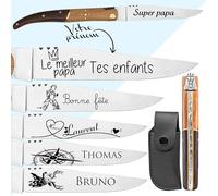 Couteau pliant Laguiole Le Rustique personnalisable - Lame gravée avec un prénom - Lame inox 8 cm - Manche bois - Cadeau pour Homme, Papa, Papy - Idée cadeau personnalisable
