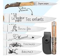 Couteau pliant laguiole le rustique personnalisé - Lame gravée avec un prénom - Modèle classique - Cadeau Fête des pères - Cadeau pour Homme, Papa, Papy - Idée cadeau personnalisable