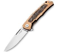 Couteau pliant Lion Steel lame MAGNACUT, Titane BRONZE avec incrustation en fibre de carbone