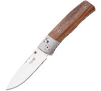 Couteau pliant LionSteel NINI lame satinée M390, BOLSTER en Ti, manche en bois SANTOS NN