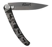 Couteau pliant personnalisé - Couteau acier et bois avec manche forêt - Gravé et fabriqué en France - Cadeau homme, papa, fête des pères, anniversaire