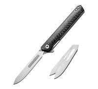 Couteau pliant scalpel porte-clés couteau de poche avec 2 lames interchangeables figure 60, petit couteau EDC, couteau d'extérieur en acier couteau à deux mains, couteau multi-usages en fibre de