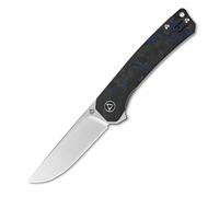 Couteau QSP Osprey, Lame Satinée 14C28N, Manche G10 avec Incrustation en Fibre de Carbone (Bleu) QS1