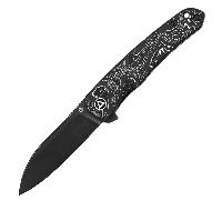 Couteau QSP Otter, Lame CPM S35VN, Manche en Fibre de Carbone avec Feuille d'Aluminium QS140-A2