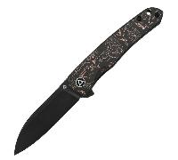Couteau QSP Otter, Lame S35VN, Manche en Fibre de Carbone avec Feuille de Cuivre QS140-B2