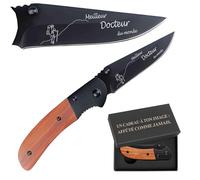 Couteau Randonneur Meilleur Docteur du monde | Canif | Couteau pliant | Marcheur Trail | Boîte de rangement | Idée Cadeau Noël Papa Anniversaire
