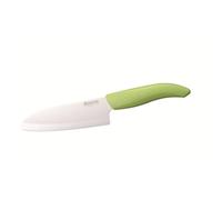 Couteau SANTOKU céramique lame blanche 14 cm manche vert KYOCERA