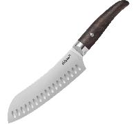 COUTEAU SANTOKU FOX/DUE CIGNI COQUUS 18cm/7"-ACIER INOXYDABLE 4116, MANCHE EN BOIS DE CHÊNE FUMÉ NAT