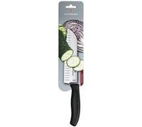 Victorinox Swiss Classic Couteau de Cuisine, Santoku, Lame Alvéolée de 17cm, Acier Inoxydable, Noir