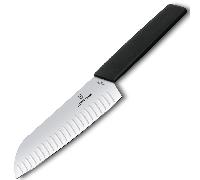 Victorinox Swiss Modern Couteau Santoku, Lame Alvéolée, Acier Inoxydable, Lavable au Lave-Vaisselle, Noir