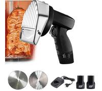 Couteau Shawarma sans fil, couteau gyros portatif, trancheuse à kebab turque professionnelle, 3400 tr/min, coupe-gyro commercial avec deux lames de 3,93/100 mm,cordless