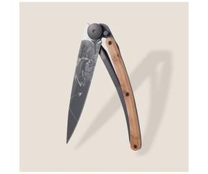 Couteau simple Deejo Nature Black 37g truite/genévrier